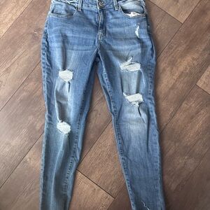 Women’s Maurice’s High-Rise Distressed Blue Jeans Size L Short Petite